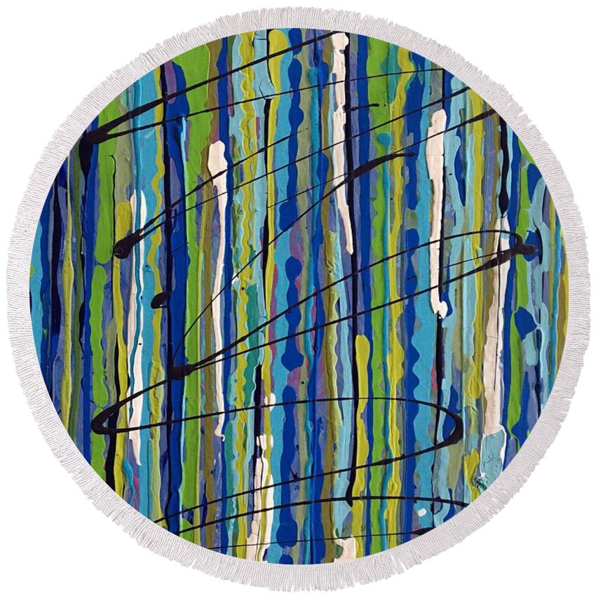 Abstracts Round Beach Towel featuring the painting Waterfall by Debora Sanders