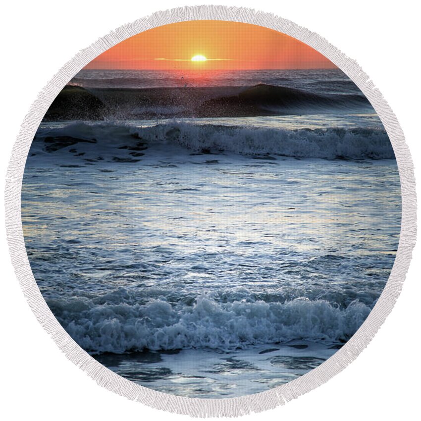 Waves Round Beach Towel featuring the photograph Wave Cascade by Becqi Sherman