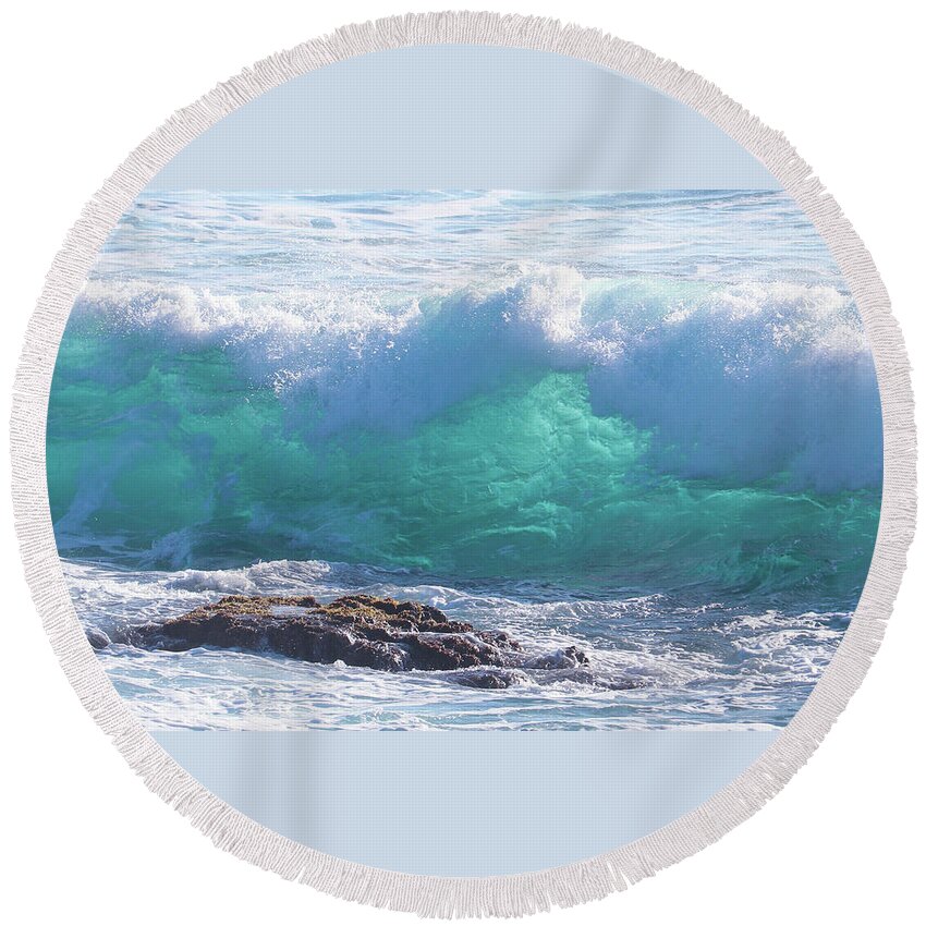 Hawaii Round Beach Towel featuring the photograph Wave Glow by Tony Spencer