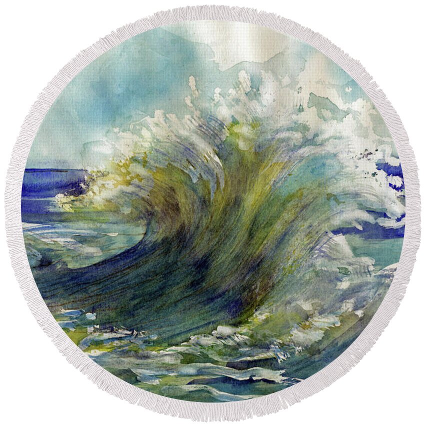 Sea Round Beach Towel featuring the painting Wave by Randy Sprout