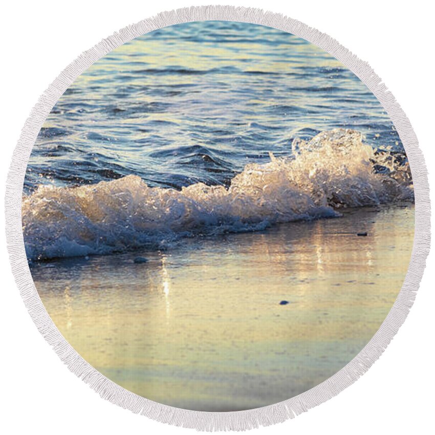 Wave Round Beach Towel featuring the photograph Wave Reflections by Debra and Dave Vanderlaan