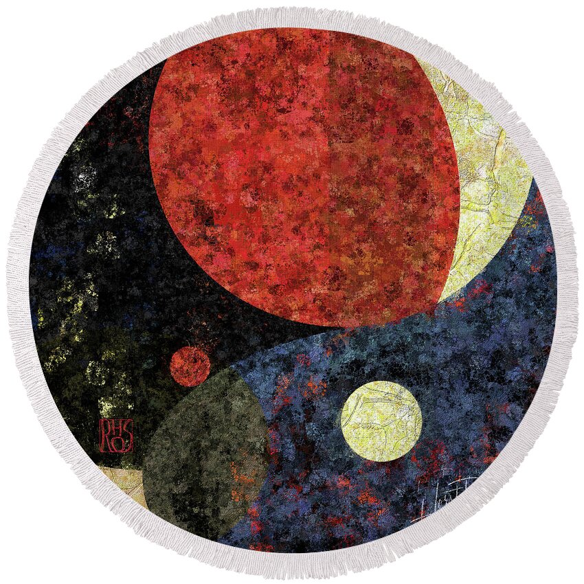 Abstract Round Beach Towel featuring the painting Way Lies In The Distance by Horst Rosenberger