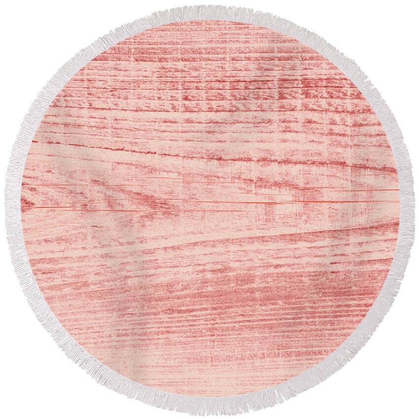 Abstract Round Beach Towel featuring the digital art Weathered Board In Peach by David Desautel