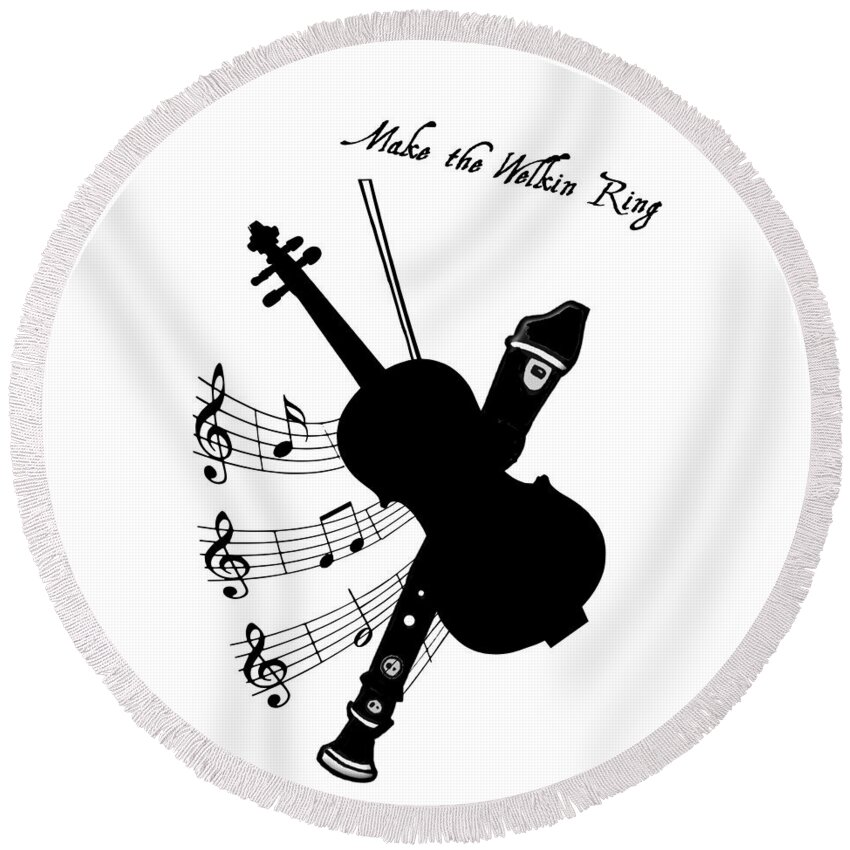 Violin Round Beach Towel featuring the mixed media Welkin Ring by Moira Law