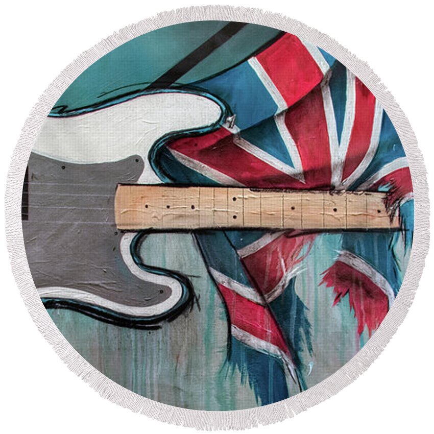 Music Round Beach Towel featuring the painting West Ham Trooper by Sean Parnell