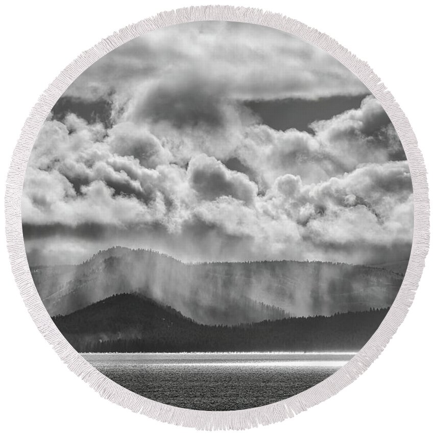 Lake Round Beach Towel featuring the photograph West Tahoe Storm by Martin Gollery