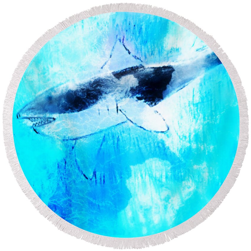 Whale Round Beach Towel featuring the drawing Whale Art by Anna Adams
