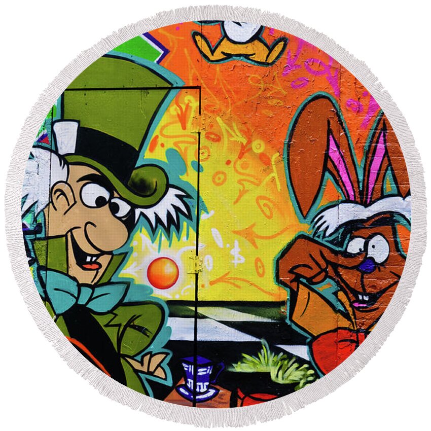 5 Pointz Round Beach Towel featuring the photograph Whats Up Doc? by Louis Dallara