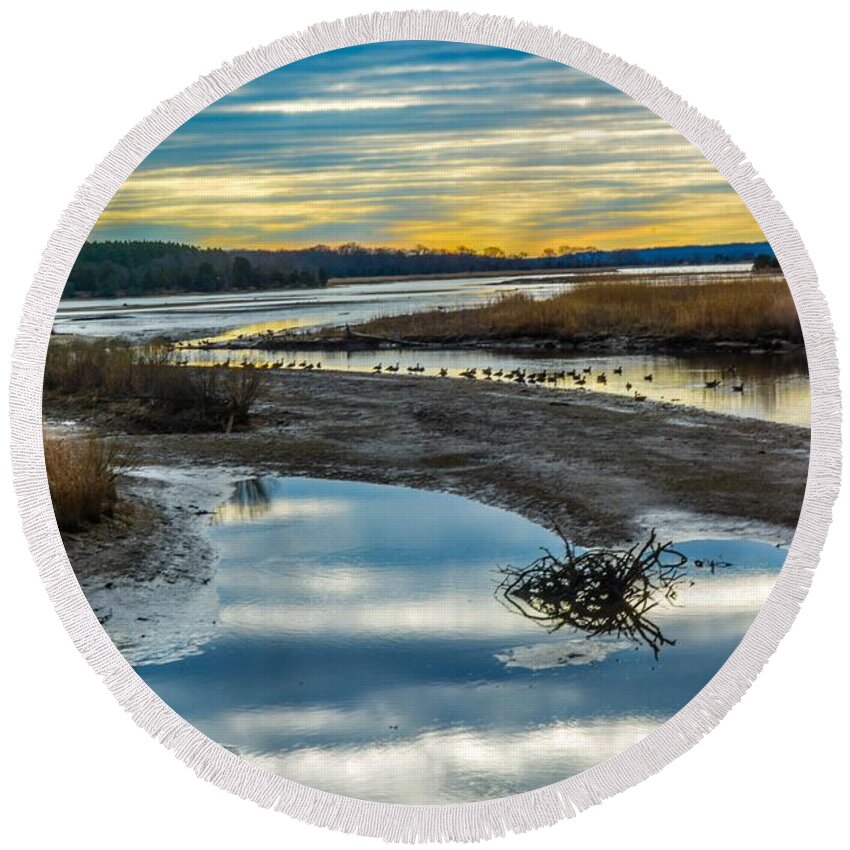 River Round Beach Towel featuring the photograph Where the River Bends by Addison Likins