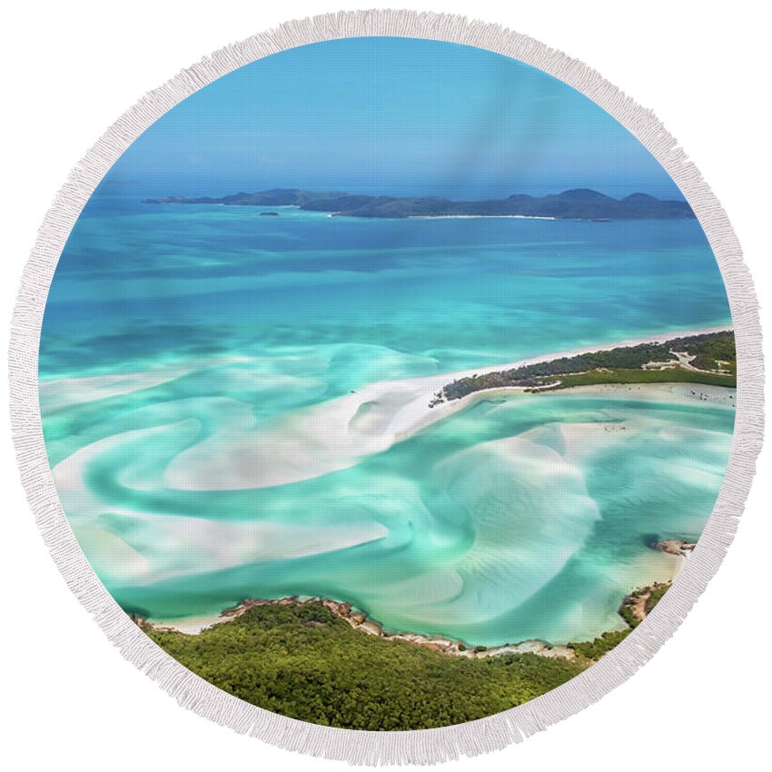Whitsunday Islands Round Beach Towel featuring the photograph Whitehaven Whirls by Az Jackson