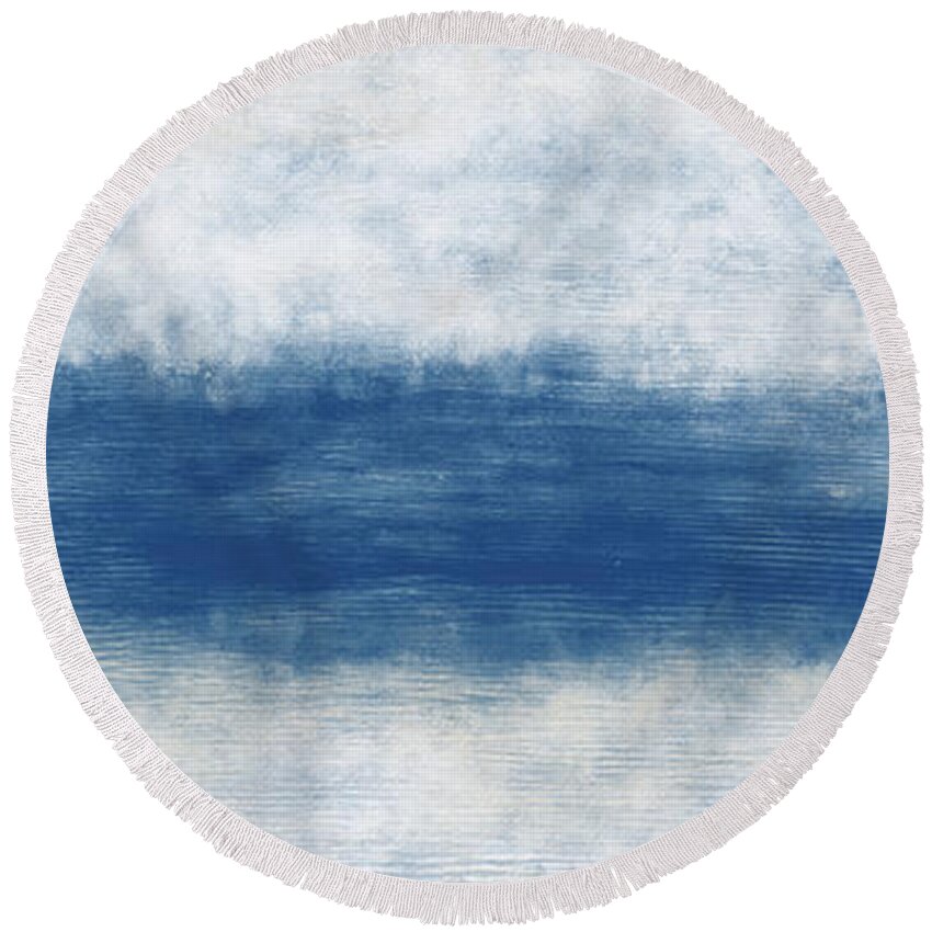 Beach Round Beach Towel featuring the mixed media Wide Open Ocean- Art by Linda Woods by Linda Woods