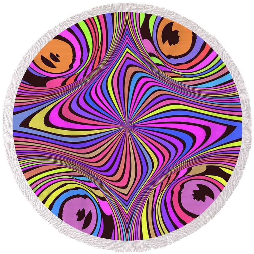 Trippy Round Beach Towel featuring the digital art Wild and Crazy Abstract Op Art by Matthias Hauser