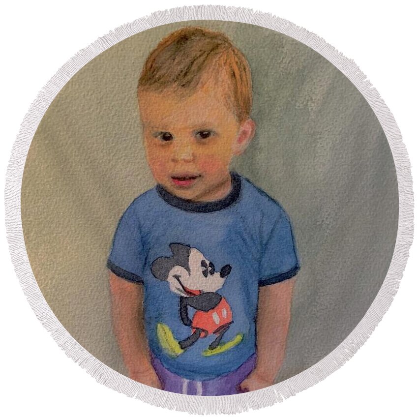 Child Round Beach Towel featuring the painting Will by Sue Carmony