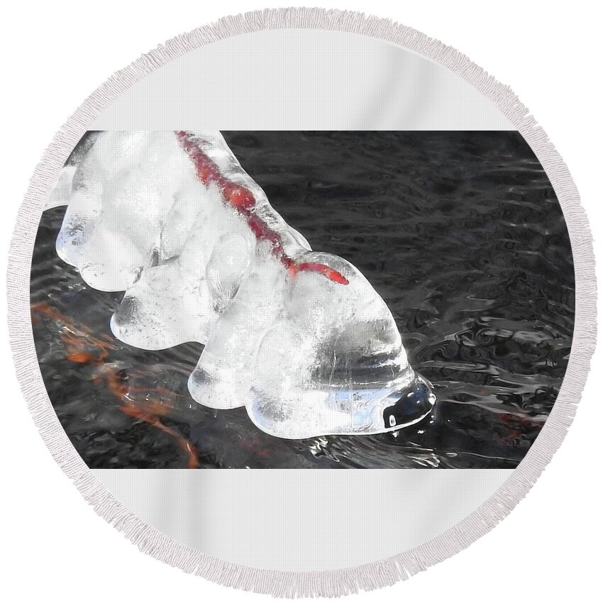 Ice Round Beach Towel featuring the photograph Willow and Ice by Nicola Finch