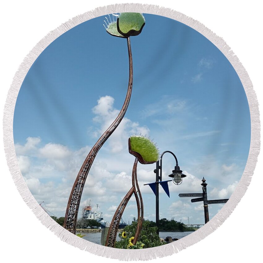 Metal Round Beach Towel featuring the photograph Wilmington Flytraps by Heather E Harman