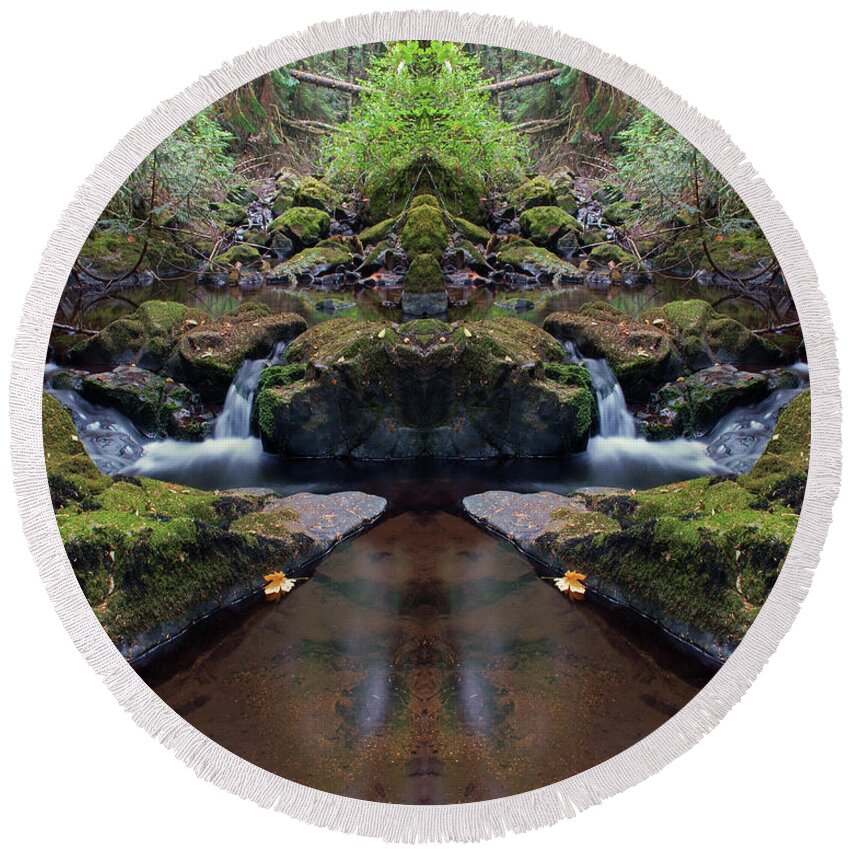 Nature Round Beach Towel featuring the photograph Wilson Creek Paradise Mirror #1 by Ben Upham III