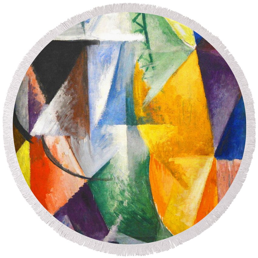 Window Round Beach Towel featuring the painting Window by Robert Delaunay