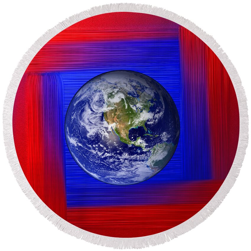 3d Round Beach Towel featuring the mixed media Window to planet Earth #1 by George Art Gallery
