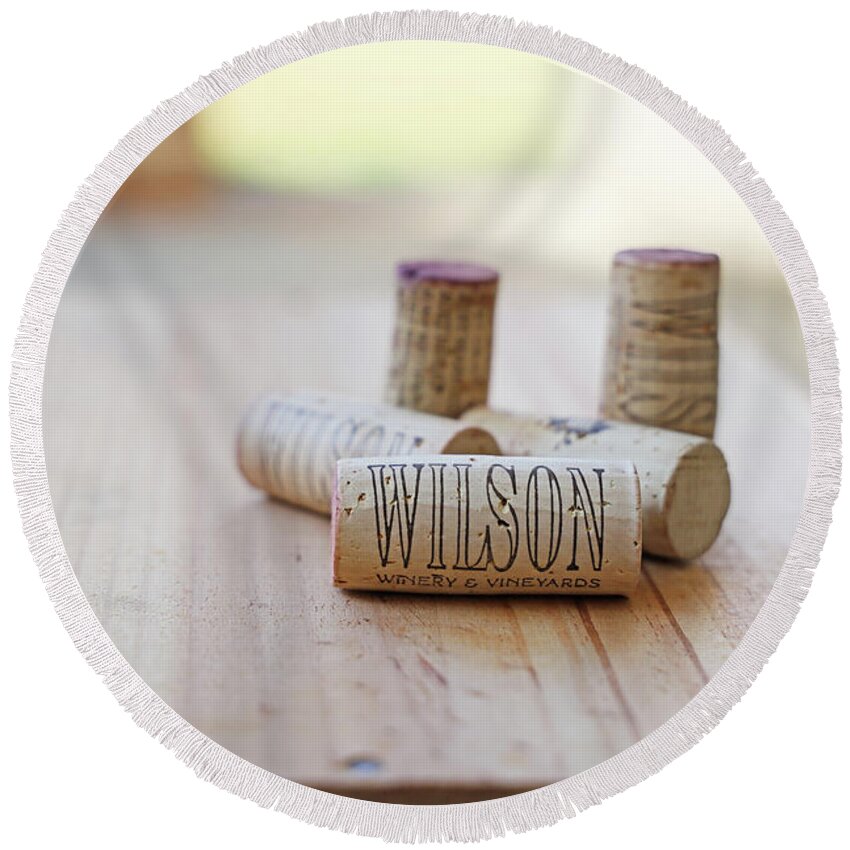 Wine Round Beach Towel featuring the photograph Wine Corks 4455 by Jack Schultz