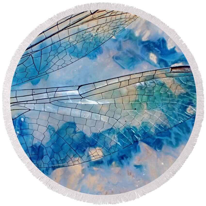  Round Beach Towel featuring the photograph Wings Geode by Lorella Schoales