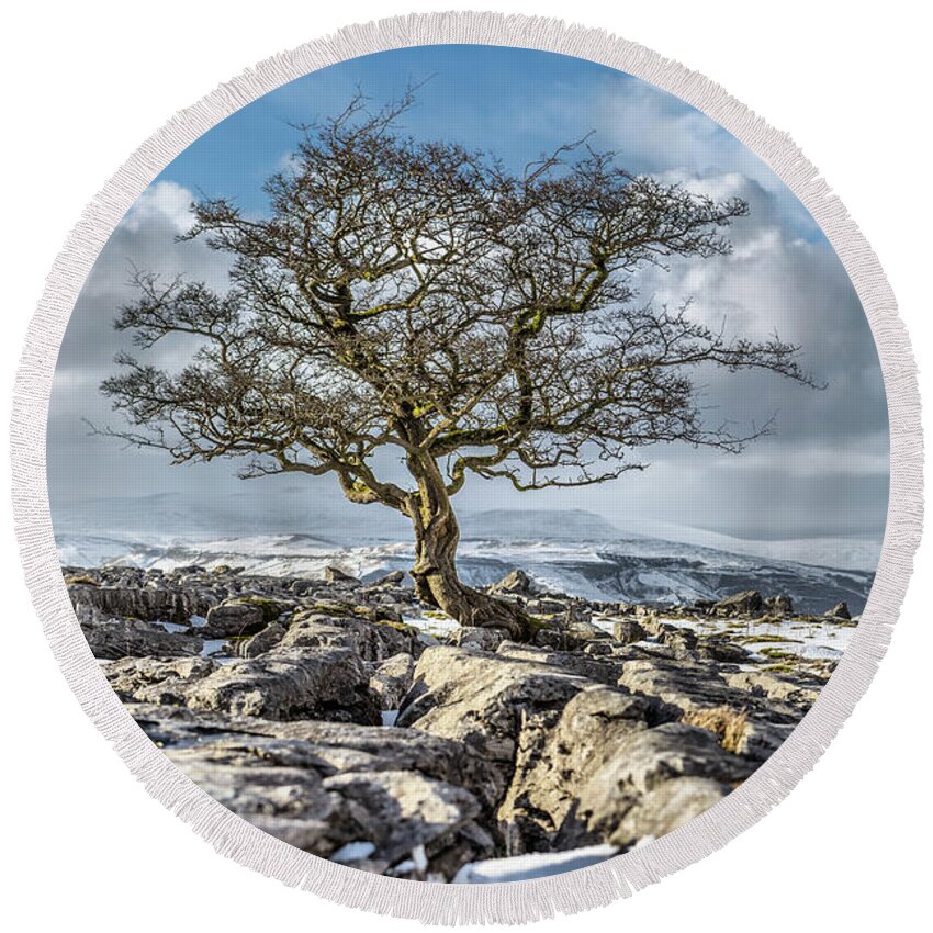England Round Beach Towel featuring the photograph Winskill Stones by Tom Holmes Photography
