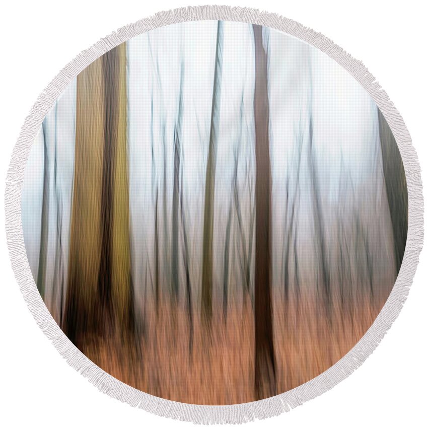 Abstract Round Beach Towel featuring the photograph Winter Blur by June Marie Sobrito