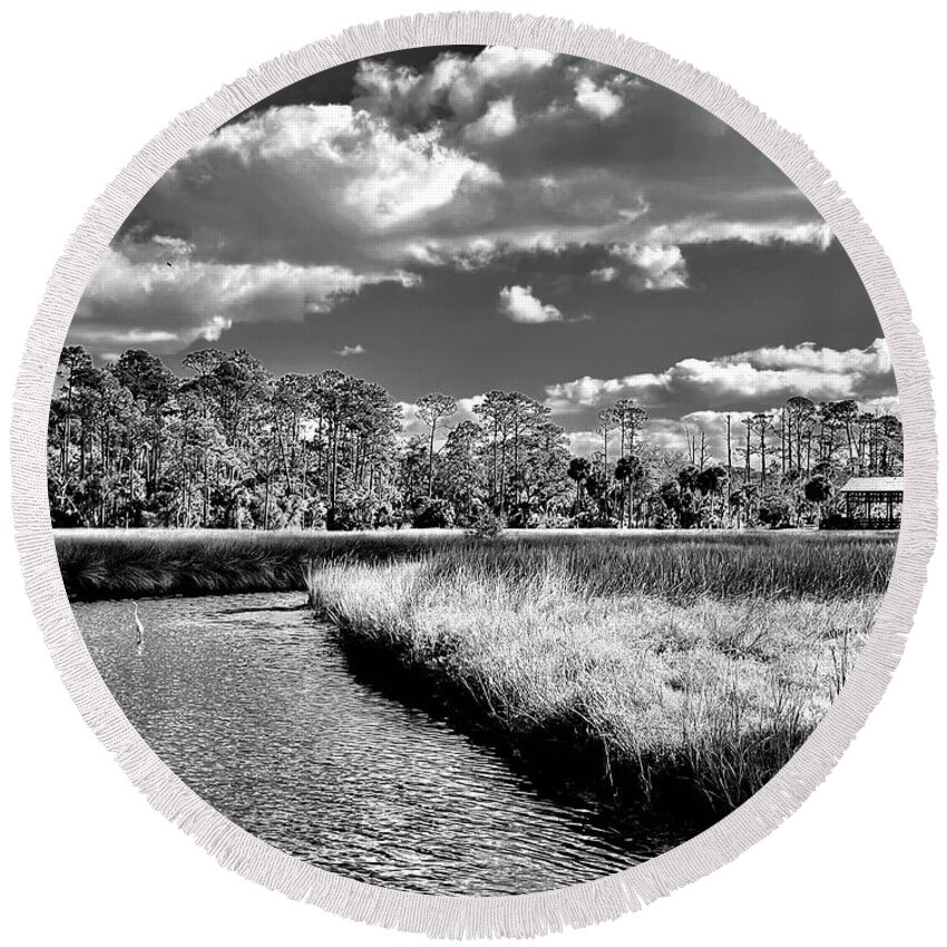 Florida Round Beach Towel featuring the photograph Winter in the Marsh Land NE Florida by John Anderson