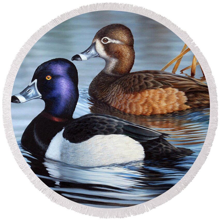 Diving Duck Round Beach Towels