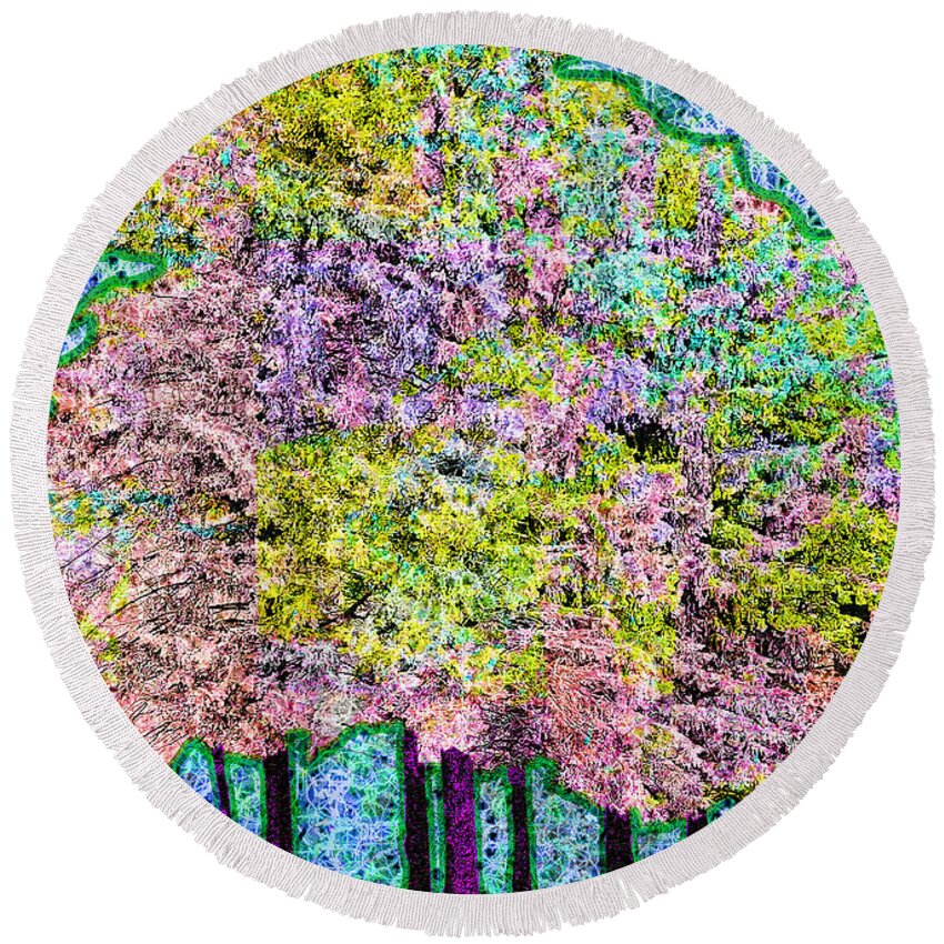 Winter Round Beach Towel featuring the digital art Winter Trees by Rod Whyte