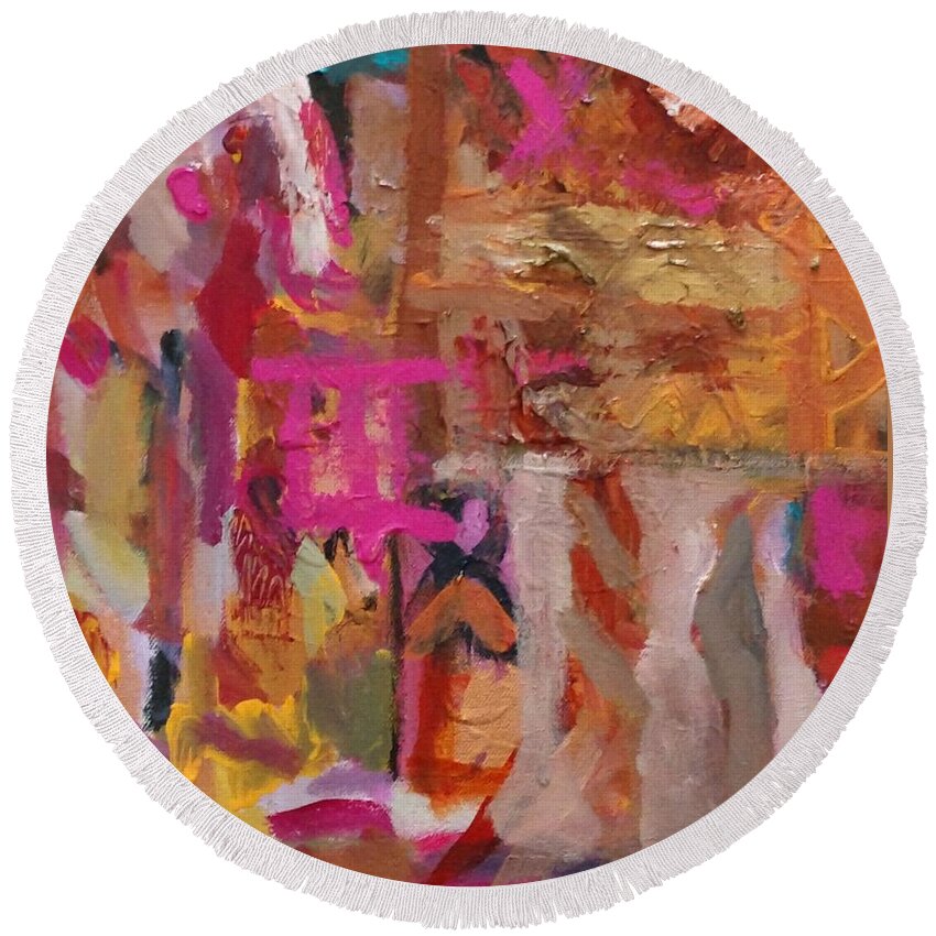  Round Beach Towel featuring the painting Wishful by Andrea Goldsmith