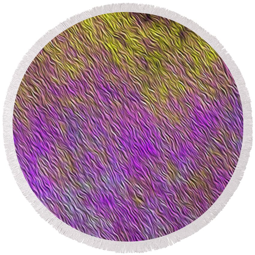 Purple Round Beach Towel featuring the mixed media Wispy by Toni Somes