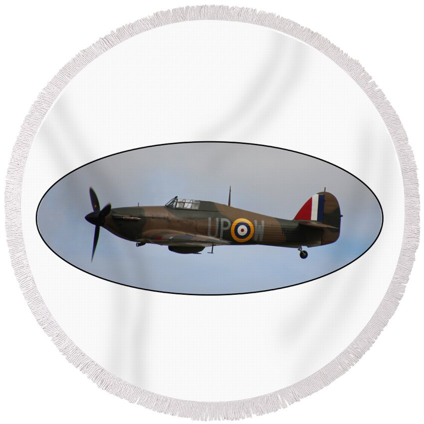 Hurricane Round Beach Towel featuring the photograph World War two fighter plane by Tom Conway