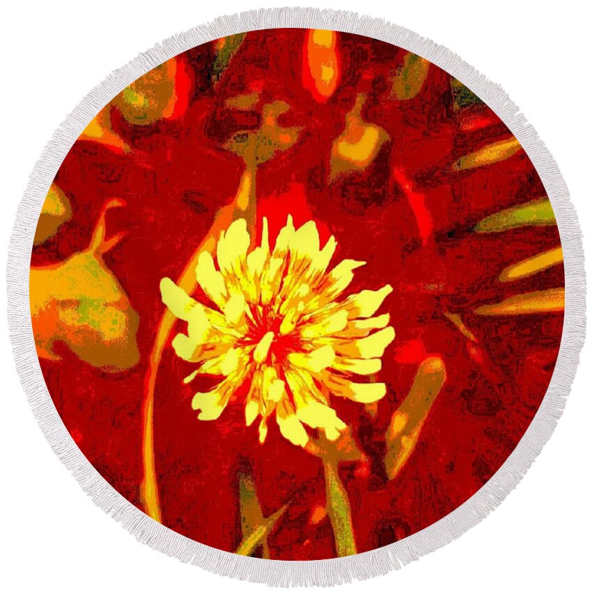 Clover Round Beach Towel featuring the digital art Yellow Clover by Tracey Lee Cassin