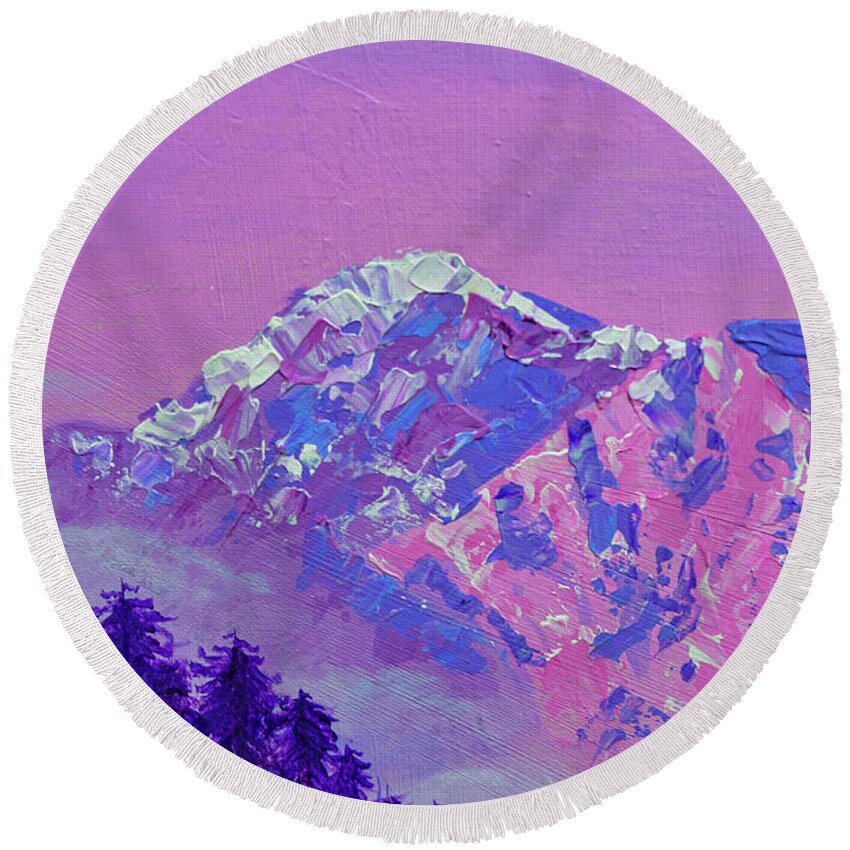 Mountain Round Beach Towel featuring the painting Your World Mountain Fragment by Ashley Wright