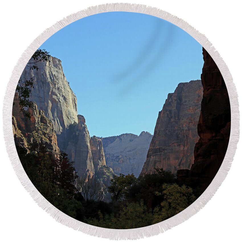 Zion Canyon Round Beach Towel featuring the photograph Zion National Park - Zion Canyon by Richard Krebs