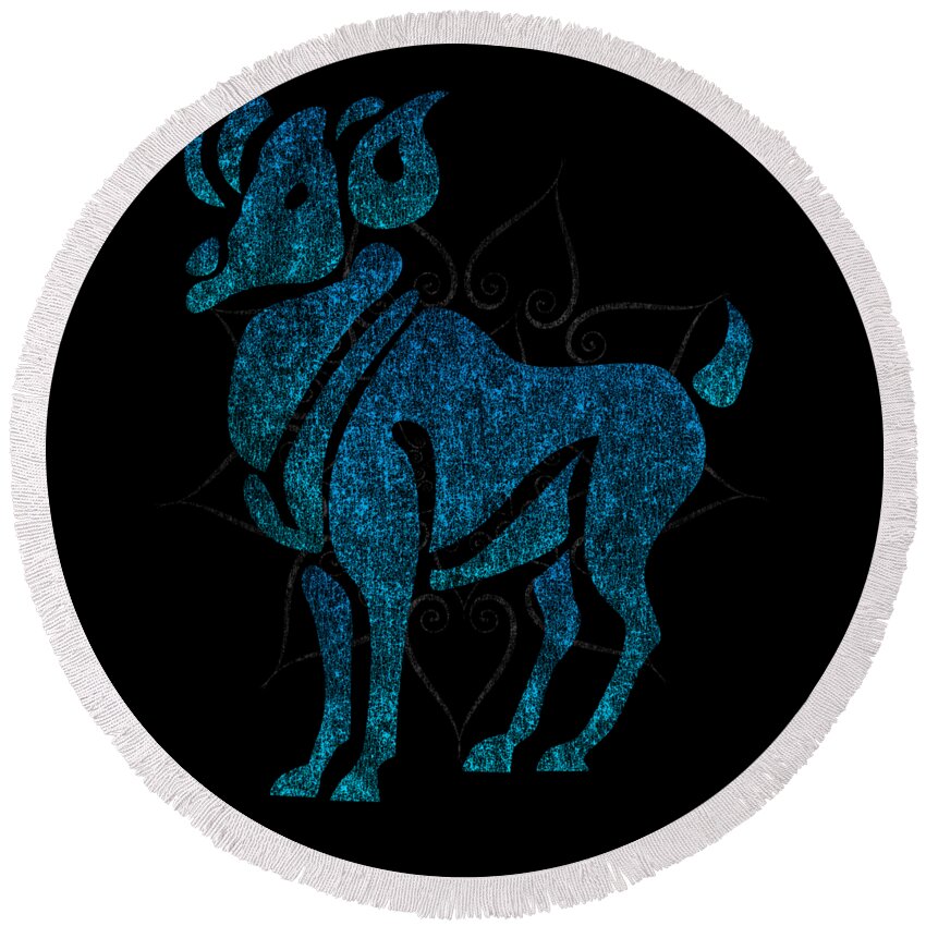 Funny Round Beach Towel featuring the digital art Zodiac Sign Pisces by Flippin Sweet Gear