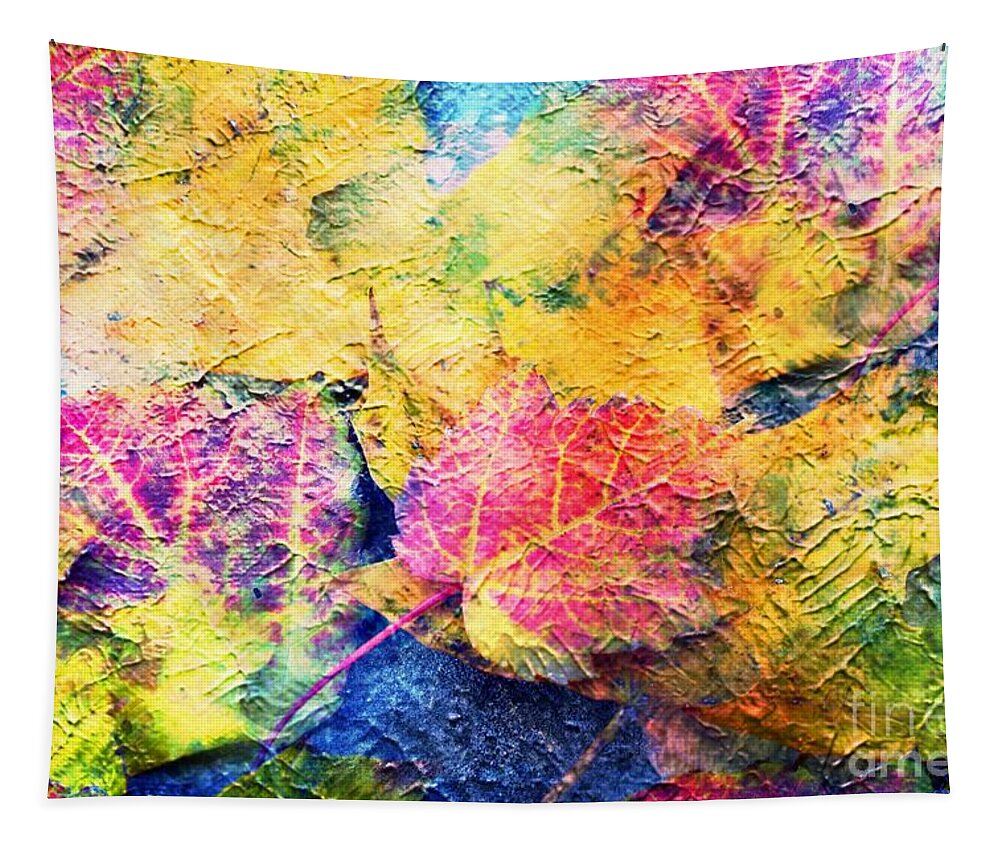 Fall Leaves Tapestry featuring the photograph Bright- Colorful Fall Leave Abstract by Judy Palkimas