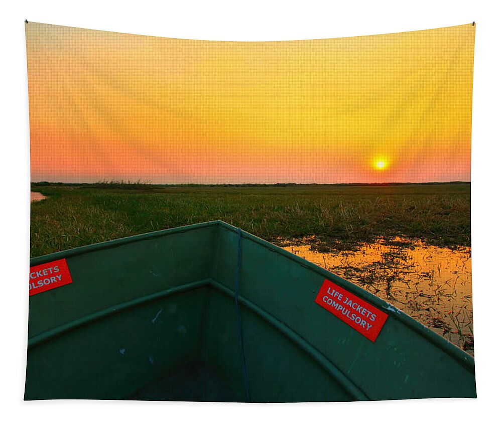 Chobe River Tapestry featuring the photograph Chobe River Sunset by Amanda Stadther