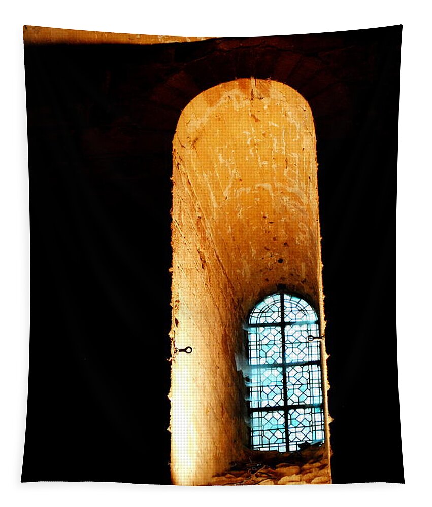 Window Tapestry featuring the photograph Meditation - Deep Window Mont St Michel by Jacqueline M Lewis