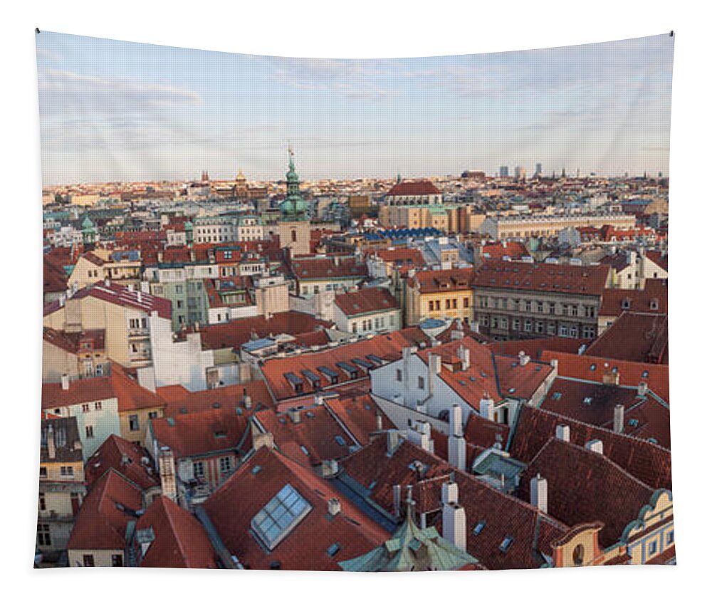 Old Town Tapestry featuring the photograph Old Town Prague Main Square by Thomas Marchessault