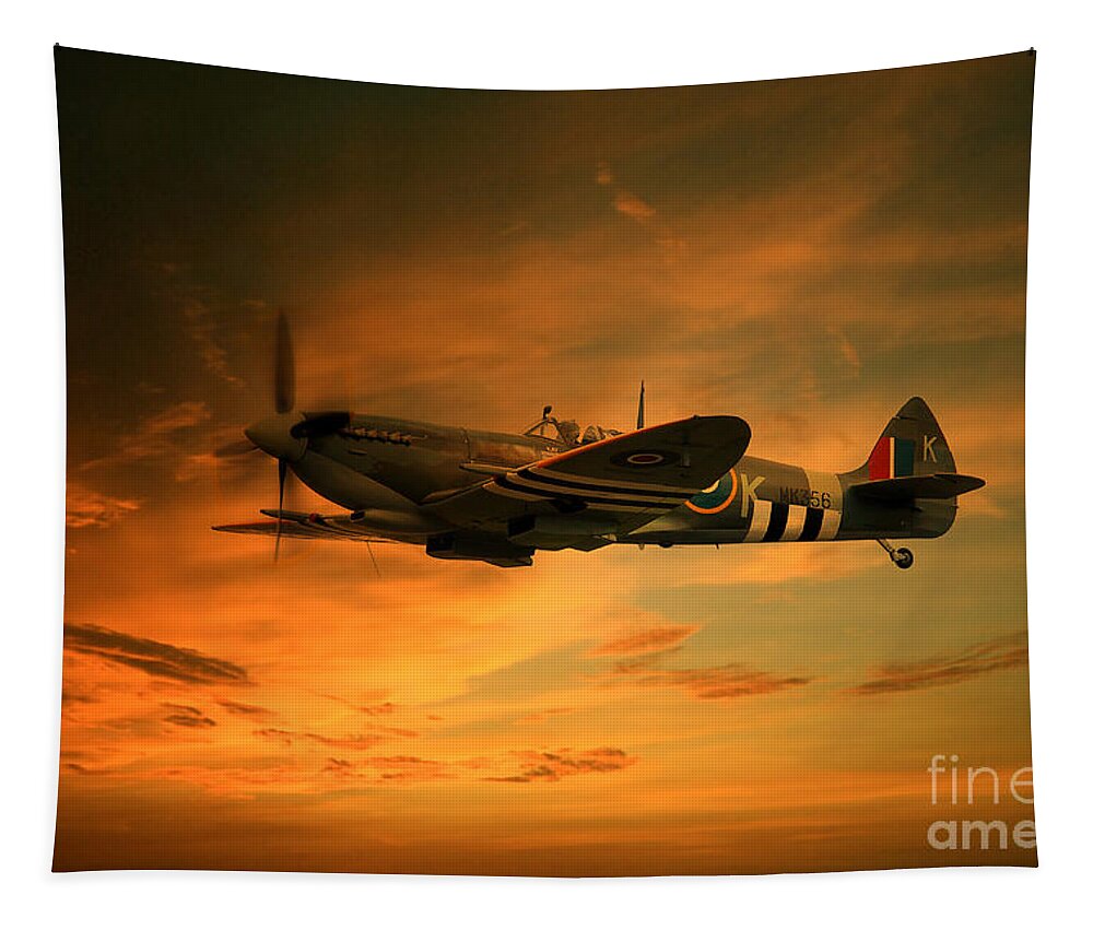 Spitfire Art Tapestry featuring the digital art Spitfire Glory by Airpower Art