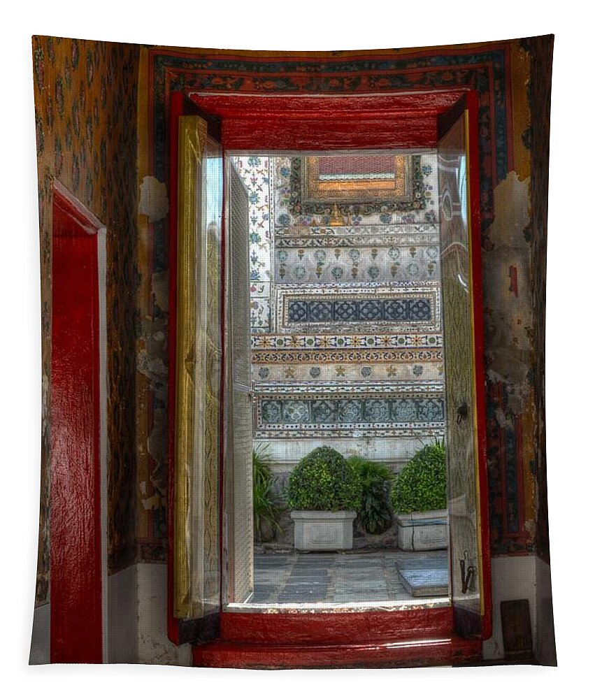Michelle Meenawong Tapestry featuring the photograph Temple Door by Michelle Meenawong