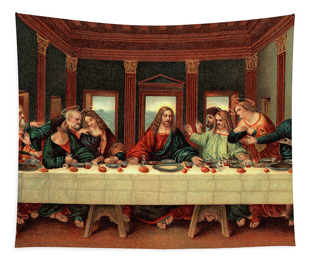 Horizontal Tapestry featuring the painting 0030s The Last Supper After Leonardo Da by Vintage Images