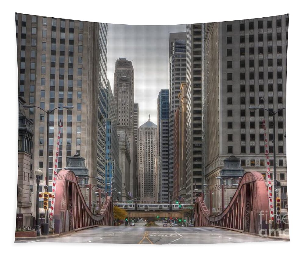 Chicago Tapestry featuring the photograph 0295 LaSalle Street Chicago by Steve Sturgill