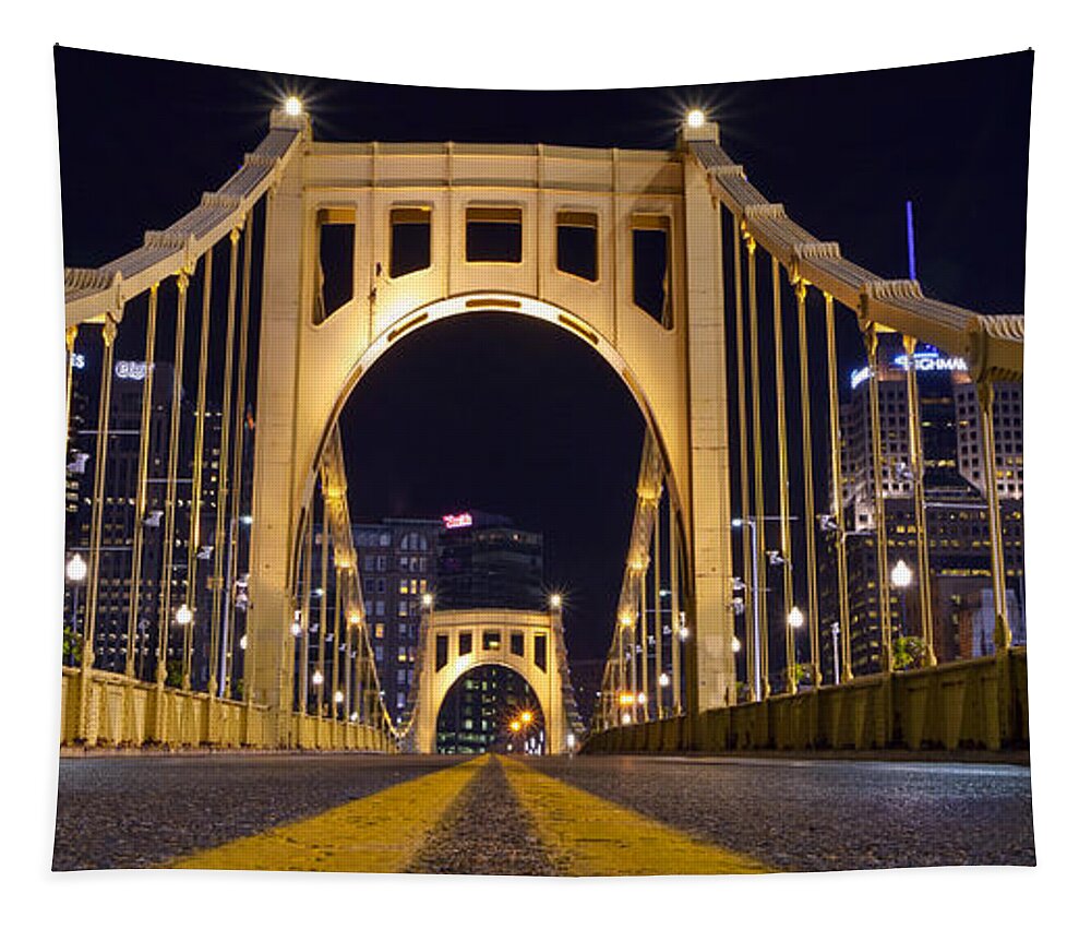 Pittsburgh Tapestry featuring the photograph 0304 Roberto Clemente Bridge Pittsburgh by Steve Sturgill