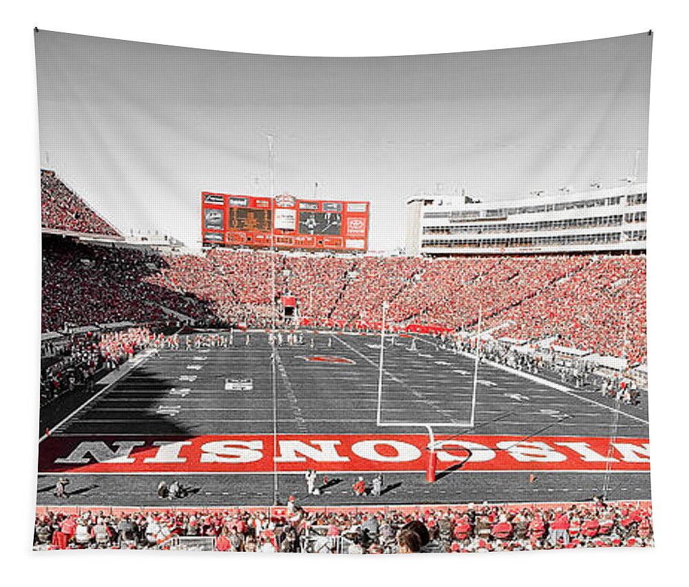 Camp Tapestry featuring the photograph 0813 Camp Randall Stadium Panorama by Steve Sturgill