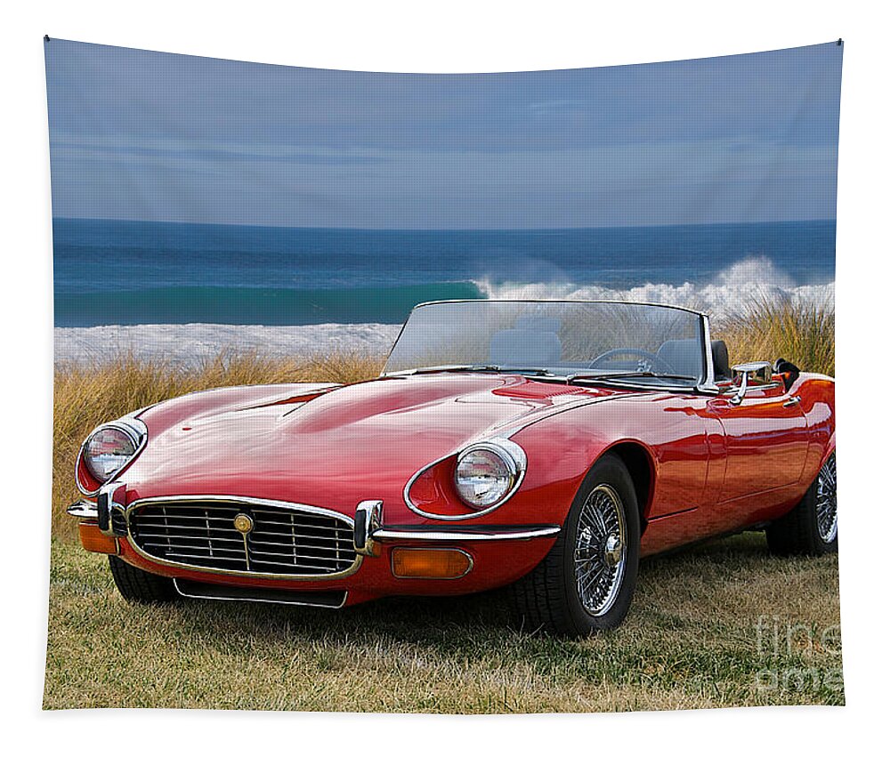 Auto Tapestry featuring the photograph 1972 Jaguar E-Type OTS by Dave Koontz