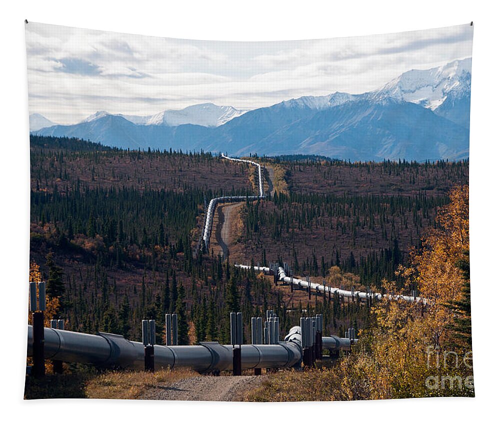 Nature Tapestry featuring the photograph Alaska Oil Pipeline by Mark Newman