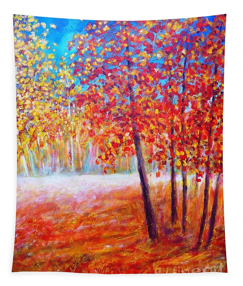 Painting Tapestry featuring the painting Autumn #1 by Cristina Stefan
