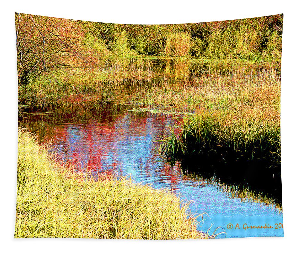 Autumn Tapestry featuring the digital art Autumn on a Pennsylvania Mountain Stream #1 by A Macarthur Gurmankin